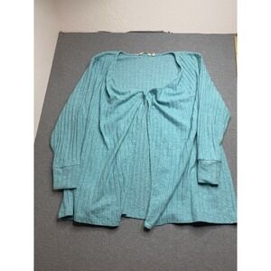Soft Surroundings Kimono Cardigan Womens 1X Blue Teal Open Front